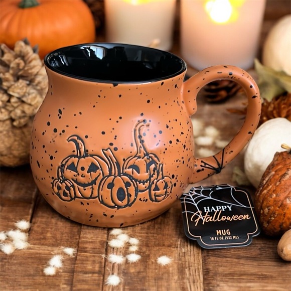 Halloween Jack-o-Lantern Speckled Coffee Mug - Picture 1 of 5
